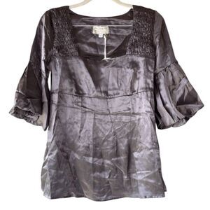 New Glam vintage soul, silk elbow length sleeve blouse size small NWT